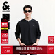 杰克·瓊斯（JACK&JONES）25年男裝秋季長(cháng)袖T恤男假兩件撞色寬松圓領(lǐng)套頭棉彈黑色打底衫 E43純黑色 L （180）