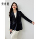 梵希蔓銀絲絨氣質(zhì)西裝外套女設計感小眾2023春秋新款高級感小西服 M2799 灰藍色 M