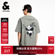 杰克·瓊斯（JACK&JONES）男裝25年棉質(zhì)涼感短袖T恤男士夏季潮流寬松卡通熊貓印花半袖t恤 E05灰綠色 M 175寬松版，建議拍小一碼