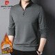皮爾卡丹（pierre cardin）衛衣男立領(lǐng)半拉鏈春秋季潮流長(cháng)袖t恤休閑polo打底衫男裝 深灰 XL