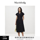 Marisfrolg【新能量黑裙】瑪絲菲爾夏黑色V領(lǐng)法式氣質(zhì)收腰連衣裙女 黑色 M