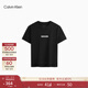 Calvin KleinJeans25夏季女士休閑通勤ck疊影印花修身內搭針織短袖T恤上衣 UB1-太空黑 S