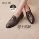 百思圖（BASTO）【爵士黑膠】百思圖26春新款英倫超軟羊皮鞋樂(lè )福鞋女單鞋UXS01AA6 深啡 經(jīng)典款 37