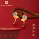 宮典南紅純銀琺瑯耳釘女中式國風(fēng)紅瑪瑙紅色玄學(xué)旺財靈蝶耳環(huán)耳飾