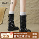達(dá)芙妮（DAPHNE）西部牛仔中筒靴女2025新款秋季厚底美拉德褲管機(jī)車?yán)泵抿T士短靴子 J654027/黑色 38