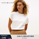 TOMMY HILFIGER25秋冬新款女裝純棉優(yōu)雅休閑通勤小繡標圓領(lǐng)合身短袖上衣T恤 白色YA8 S （推薦：100-110斤）