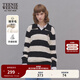 Teenie Weenie小熊春季簡(jiǎn)約學(xué)院風(fēng)休閑舒適V字翻領(lǐng)寬條紋毛衣針織衫 撞色 L (170)