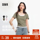 森馬（Semir）短袖t恤女短款假兩件百搭上衣25夏裝顯瘦U領(lǐng)套頭衫109325100015