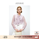JESSIE 優(yōu)雅飄帶領(lǐng)純色修身長(cháng)袖襯衫上衣女秋 紫色 M