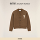 AMIPARIS【秋冬新品】男女同款白色ADC羊駝毛混紡云朵開(kāi)衫  愛(ài)心V領(lǐng) 217榛果棕/本白 UKC365.KN0135 M