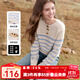 百圖（betu）女裝2025年秋季新款毛針織衫原色紐扣條紋拼接長(cháng)袖上衣女2509T41 杏色 M