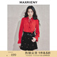 MAXRIENY浪漫優(yōu)雅感襯衫雪紡衫新年紅上衣女系帶高級設計感 紅色 L