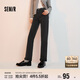 森馬（Semir）森柔牛仔|牛仔褲女毛邊小直筒褲2024冬季抓毛九分褲109724124004
