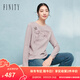 菲妮迪（FINITY）【新春】圓領(lǐng)T恤2025春季新款立體繡花釘珠工藝休閑上衣女 粉色 L