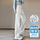 以純（YISHion）運動(dòng)褲女秋冬2025新款加絨直筒闊腿褲春季窄版香蕉外穿休閑衛褲子 麻白色-夏季-【加長(cháng)款】建議168cm以上 2XL 131-150斤