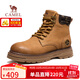 駱駝（CAMEL）復古牛皮增高戶(hù)外馬丁高幫工裝大黃靴男 G15W076042 沙漠黃 42