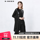 S.DEER圣迪奧春秋季女裝休閑圓領(lǐng)膠印設計不規則長(cháng)袖T恤S21380218 黑色/91 M/165