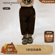 Teenie Weenie Kids小熊童裝秋冬季款男寶寶撞色羅紋束腳薄絨長(cháng)褲 棕色 90 cm