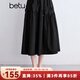 百圖betu女裝2025夏季新款半身裙松緊高腰女裙立體蝴蝶結(jié)裙子2504X01 黑色 L