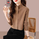 AEMAPE2025秋冬新款女士針織衫毛衣長(cháng)袖上衣短款小個(gè)子洋氣減齡時(shí)尚女裝 咖色 XL (115-130斤拍)