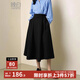 晚白【新品】2025秋款時(shí)尚氣質(zhì)休閑半裙純色大擺淑女半身裙 黑色 L