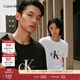 Calvin KleinJeans25夏季男女情侶休閑ck字母純棉落肩袖寬松短袖T恤4RAB823 YAA-月光白 L