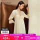 金三塔真絲裙帶胸墊Bra-in優(yōu)雅連衣裙睡衣女士家居服 淺香蕉色2199 M