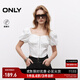 ONLY2025夏季新款甜美泡泡袖拉鏈短款收腰雪紡衫女|125241001 S12亮奶油白色 S