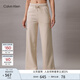 Calvin Klein Jeans春夏女通勤簡約ck字母抽繩腰運(yùn)動(dòng)針織闊腿休閑褲J223487 ACI-淺卡其 XS