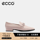 愛(ài)步（ECCO）穆勒鞋女 尖頭單鞋淺口粗跟皮鞋 型塑214243 裸粉色21424301118（牛皮革） 38