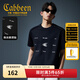 卡賓（CABBEEN）【重磅純棉】男裝 高街美式短袖T恤2025夏季新款潮牌時(shí)尚潮流 煤黑色01 M /170/48