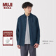 無(wú)印良品（MUJI）男式 漢麻水洗 長(cháng)袖襯衫 男士襯衣外套上衣男款夏季 男裝AC218A5S 藏青色 L (175/100A)