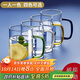 青蘋(píng)果耐熱玻璃水杯465ml四只 四色把手玻璃杯 圍爐煮茶杯牛奶杯