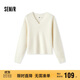 森馬（Semir）毛衣女冬季短款含羊毛破洞V領(lǐng)毛衫辣妹個(gè)性ins小個(gè)子101724107032