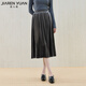 佳人苑（JiaRenyuan）半身裙女2025年冬季新款牛津微彈腰頭壓褶裙身元氣清新學(xué)院風(fēng)設計 墨影灰 M