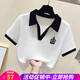 短袖女t恤夏季小眾感短款翻領(lǐng)polo領(lǐng)上衣女裝體恤 白色 M