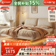 和諧都匠 懸浮頭層真皮雙人大床主臥意式極簡(jiǎn)羽絨軟包高端網(wǎng)紅大象耳朵床 單床 1.8*2.0小黃牛皮/15公分排骨架