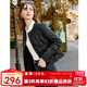百圖betu女裝秋季新款羽絨服圓領(lǐng)短款小香風(fēng)撞邊羽絨外套2309T02 黑色 M