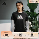 adidas情侶休閑純棉印花上衣圓領(lǐng)短袖T恤男女夏季阿迪達斯輕運動(dòng) 黑色     XL