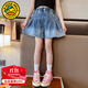 G.DUCKKIDS童裝女童褲子夏季薄款兒童短褲中大童女孩休閑時(shí)尚半身裙牛仔裙褲 藍色 130 (建議身高120cm 8-9歲)cm