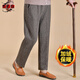 薇衣設中老年女褲媽媽褲春秋冬寬松加絨老太太褲子松緊腰直筒60歲奶奶褲 卡其-冬款加絨 XL 推|薦80-105斤