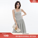 伊芙麗（eifini）蔣欣代言氣質(zhì)U領(lǐng)高級感顯瘦針織連衣裙春裝新款收腰通勤裙子 淺灰 L 115-130斤