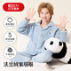 紅豆兒童睡衣法蘭絨男童女童加絨加厚家居服女孩寶寶外穿空調服套裝 藍色熊貓 170