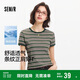 森馬（Semir）涼感T|短袖T恤女短款緊身正肩2025夏季復古條紋上衣109325100039