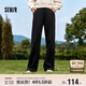 森馬（Semir）休閑褲女發(fā)熱抗菌長(cháng)褲2024冬季氣質(zhì)搖粒絨純色闊腿褲109724127001