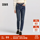 森馬（Semir）森柔|森馬牛仔褲女冬季修身抓毛小腳褲顯瘦舒適韓版休閑潮流長(zhǎng)褲 牛仔深藍(lán)88301 29