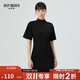 深呼吸DEEP BREATH女裝小煙管領(lǐng)收腰洋裝短袖小黑連衣裙8500133 黑 M (3碼)