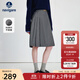 Navigare意大利小帆船黑色百褶裙女士秋季通勤百搭半身裙顯瘦收腰a字裙女 素凈灰 L