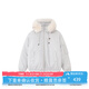 F426【趙露思許妍同款】90絨加厚大毛領(lǐng)工裝派克連帽羽絨服 白灰色 M