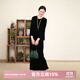 布符秋季新品黑絲絨真絲斜裁連衣裙流行風(fēng)格女士長(cháng)裙 MQCLY2 黑色 S